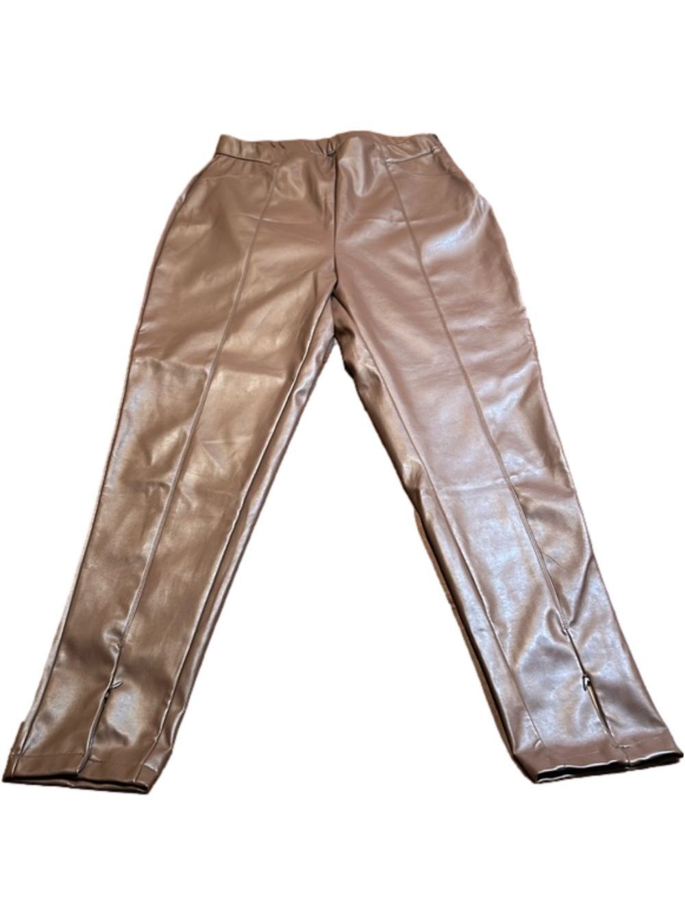 SOHO APPAREL Chocolate Brown Faux Leather Leggings Size M - Picture 2 of 6